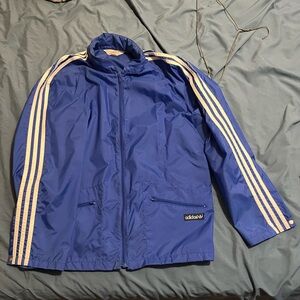 Vintage Adidas Trefoil Windbreaker Jacket - Packable Hood, Size M